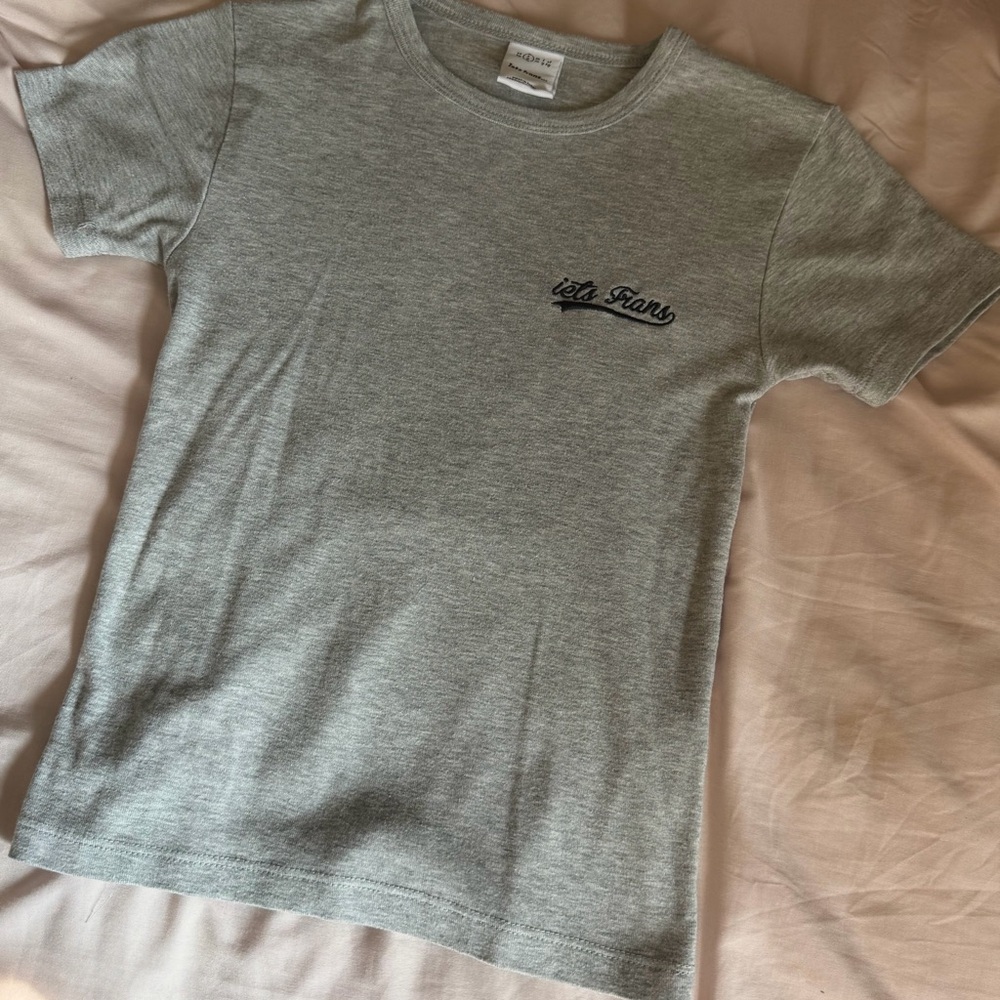 Iets Frans Women’s Light Gray Baby Tee with Script Chest Logo